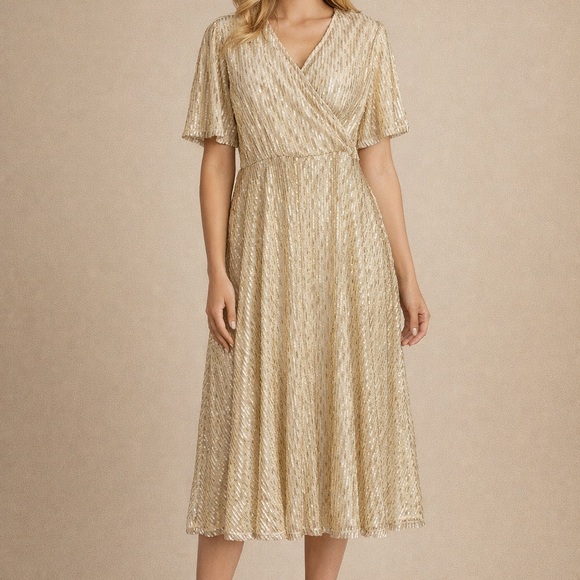 Ivy City Co Dresses & Skirts - Ivy City Co Gold Midi Dress